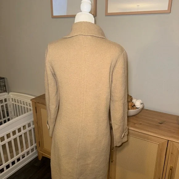 Talbots Tan Button Down 100% Alpaca longline sweater size small - Picture 3 of 5